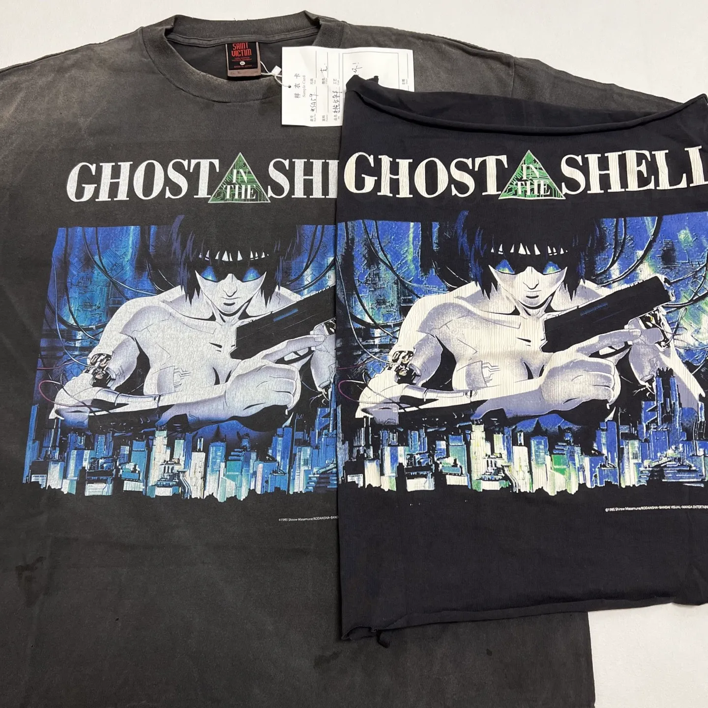Printing proof comparison GHOST IN THE SHELL x SAINT Mxxxxxx SS TEE/BLK Classic big IP Ghost in the Shell joint model Sunglasses Motoko/Motoko character TEE Washed black S-XL